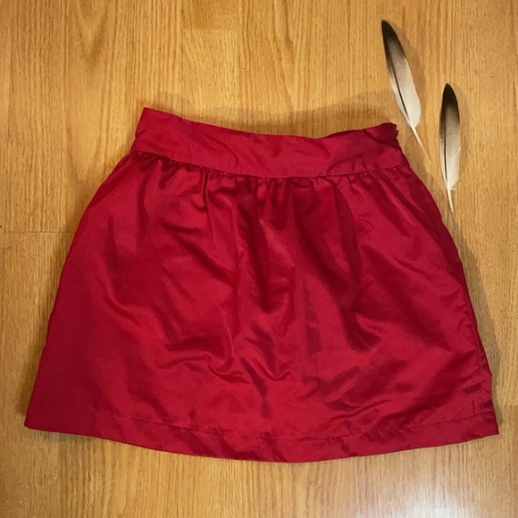 Red Satin High Waisted Silk Mini Skirt - Picture 2 of 3